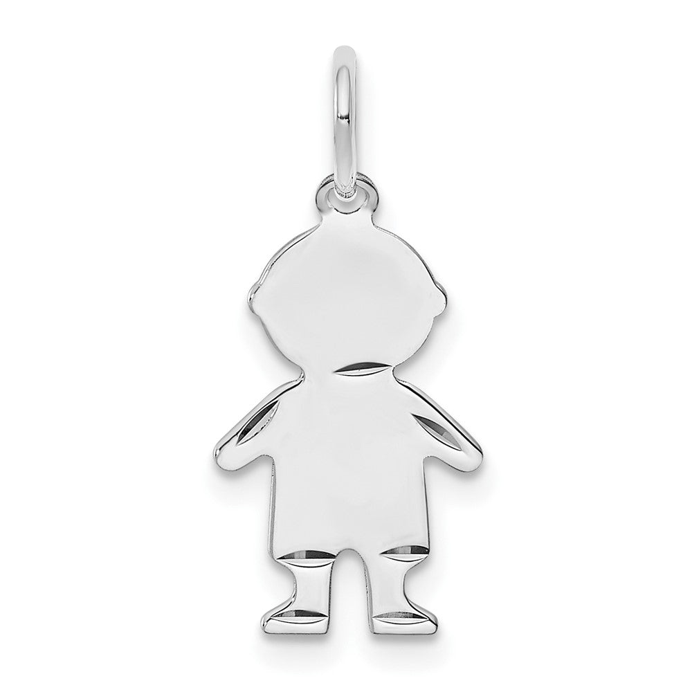 925 Sterling Silver Diamond Cut Boy Polished Front Satin Back Disc Engravable Charm Pendant Jewelry Gifts (Length 0.82" Width 0.39")