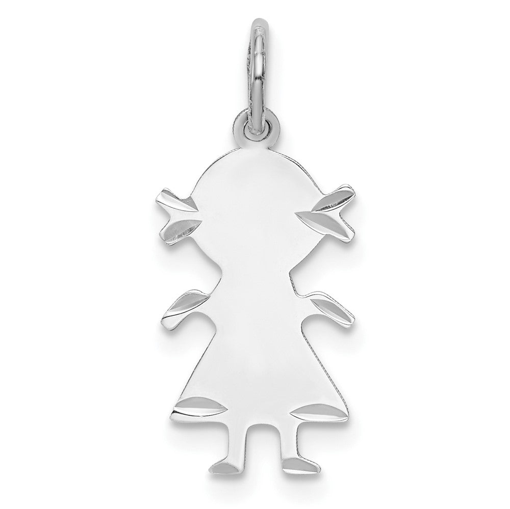 925 Sterling Silver Diamond Cut Girl Polished Front Satin Back Disc Engravable Charm Pendant Jewelry Gifts (Length 0.82" Width 0.39")