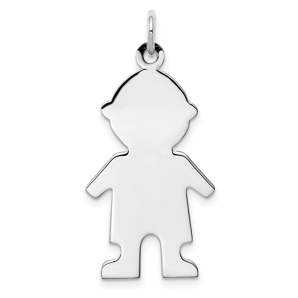 925 Sterling Silver Boy Polished Front Satin Back Disc Engravable Charm Pendant Jewelry Gifts (Length 1.17" Width 0.62")