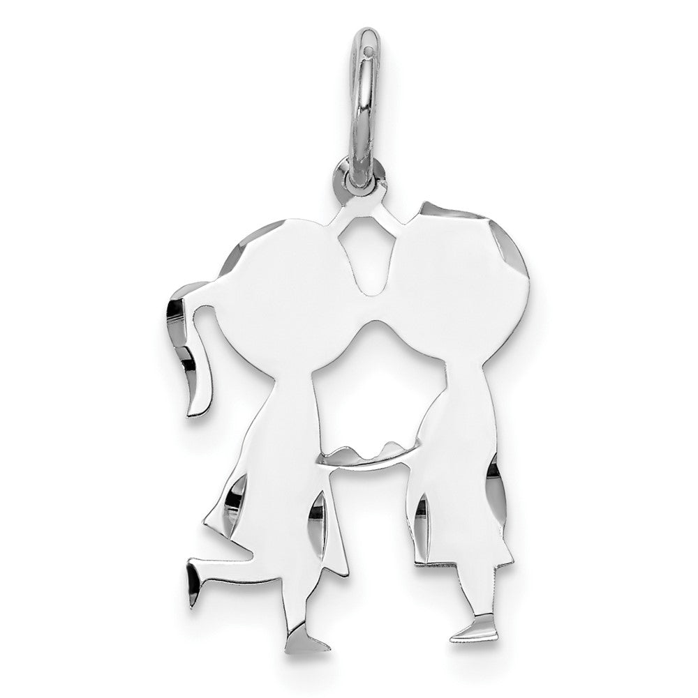 925 Sterling Silver Boy Girl Polished Front Satin Back Disc Engravable Charm Pendant Jewelry Gifts (Length 0.82" Width 0.51")