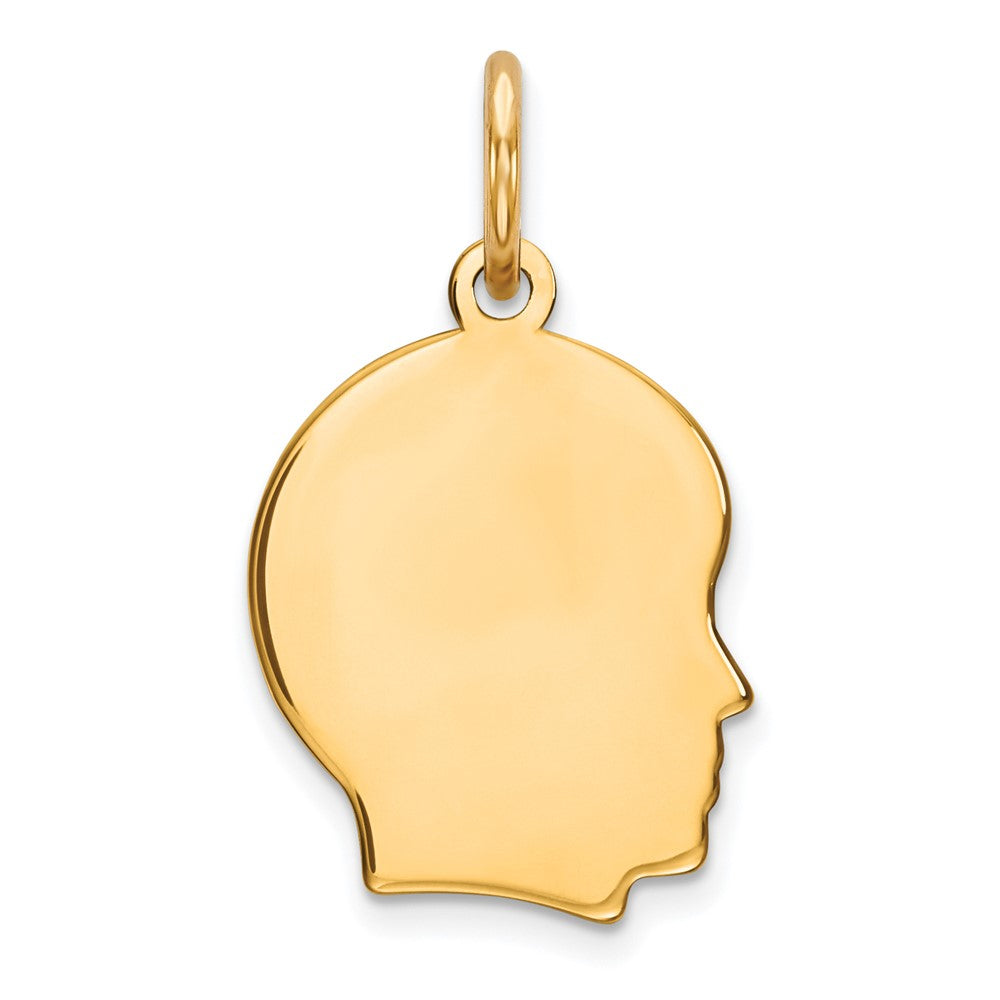 925 Sterling Silver Gold Plated Boy Polished Disc Engravable Charm Pendant Jewelry Gifts (Length 0.74" Width 0.39")