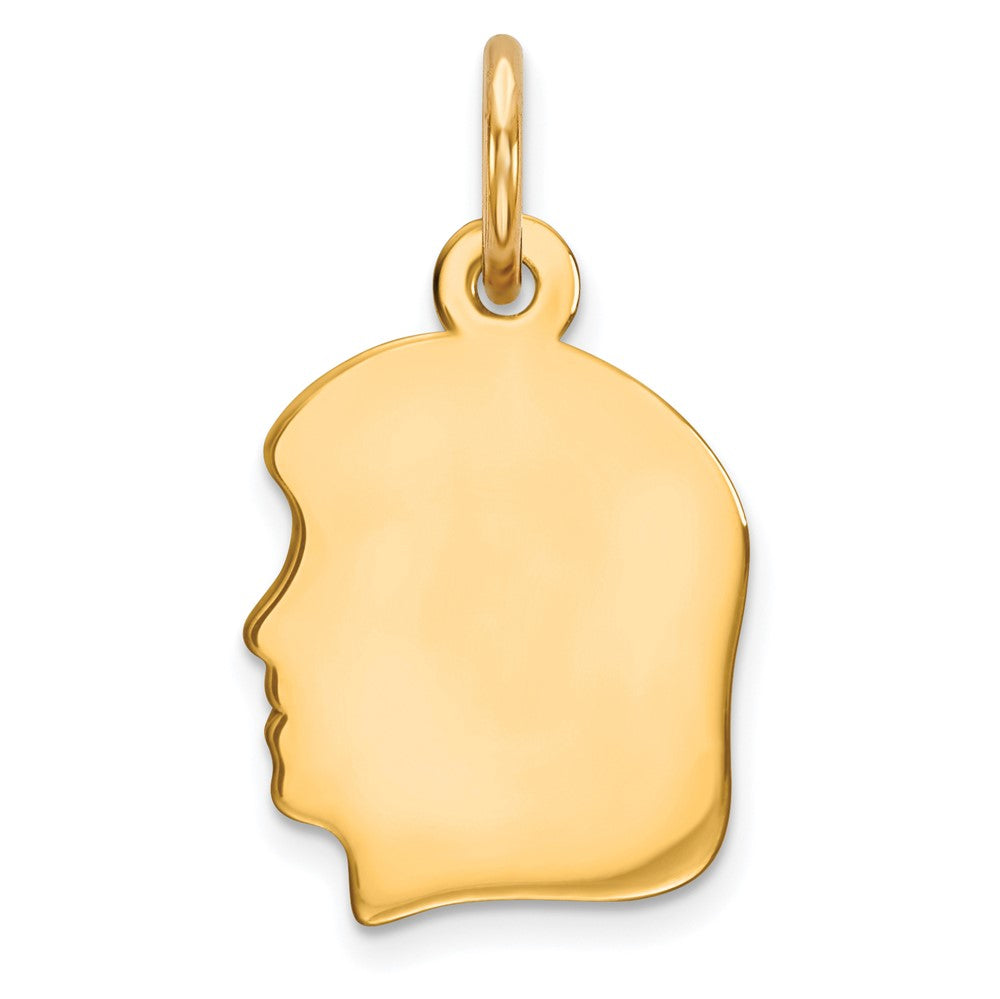 925 Sterling Silver Gold Plated Girl Polished Disc Engravable Charm Pendant Jewelry Gifts (Length 0.74" Width 0.39")