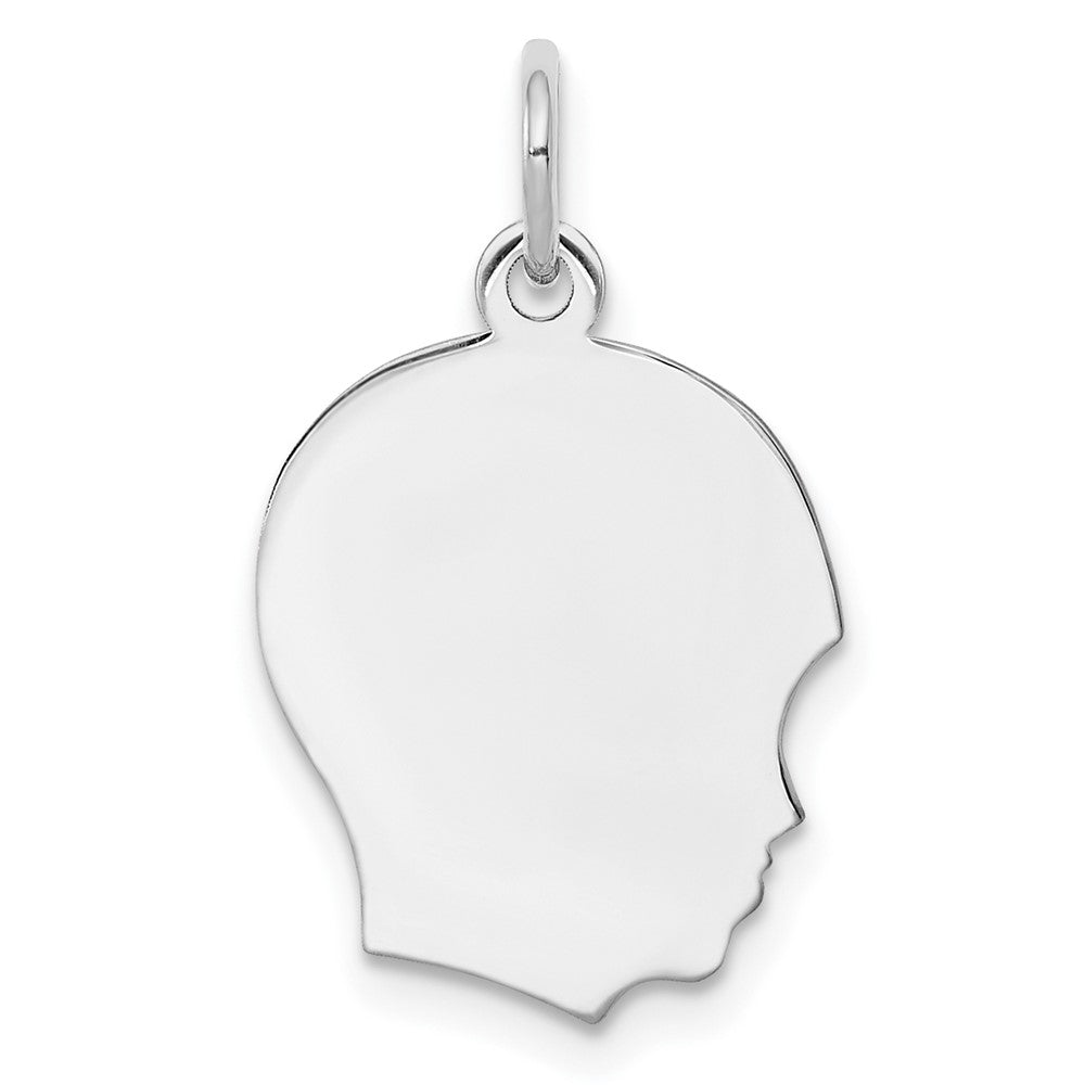 925 Sterling Silver Boy Disc Polish on Front BackEngravable Charm Pendant Jewelry Gifts (Length 0.86" Width 0.55")