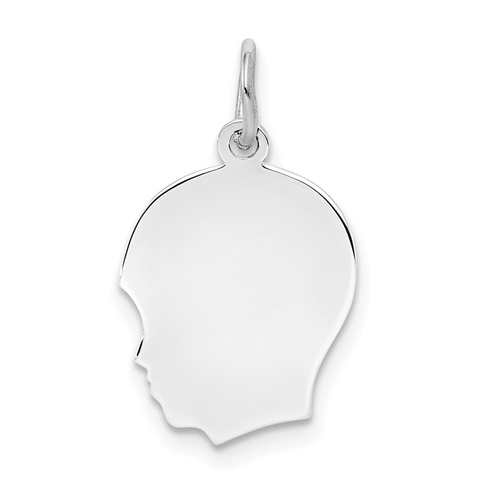925 Sterling Silver Boy Disc Polish on Front BackEngravable Charm Pendant Jewelry Gifts (Length 0.86" Width 0.55")
