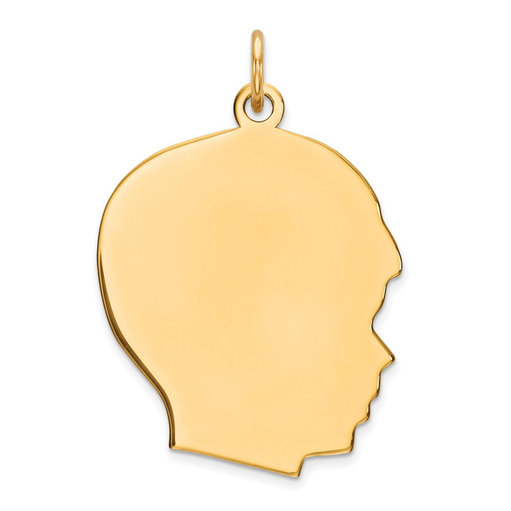 925 Sterling Silver Gold Plated Boy Polished Disc Engravable Charm Pendant Jewelry Gifts (Length 1.21" Width 0.78")
