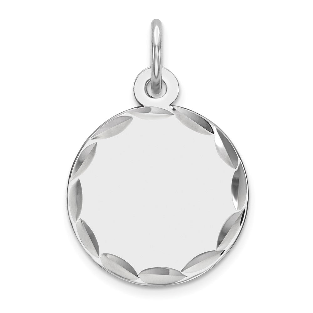 925 Sterling Silver Round Polish Front Back Disc Engravable Charm Pendant Jewelry Gifts (Length 0.78" Width 0.51")