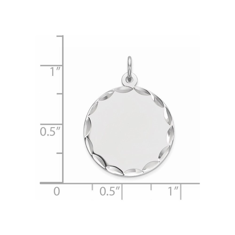 925 Sterling Silver Round Polish Front Back Disc Engravable Charm Pendant Jewelry Gifts (Length 1.01" Width 0.74")
