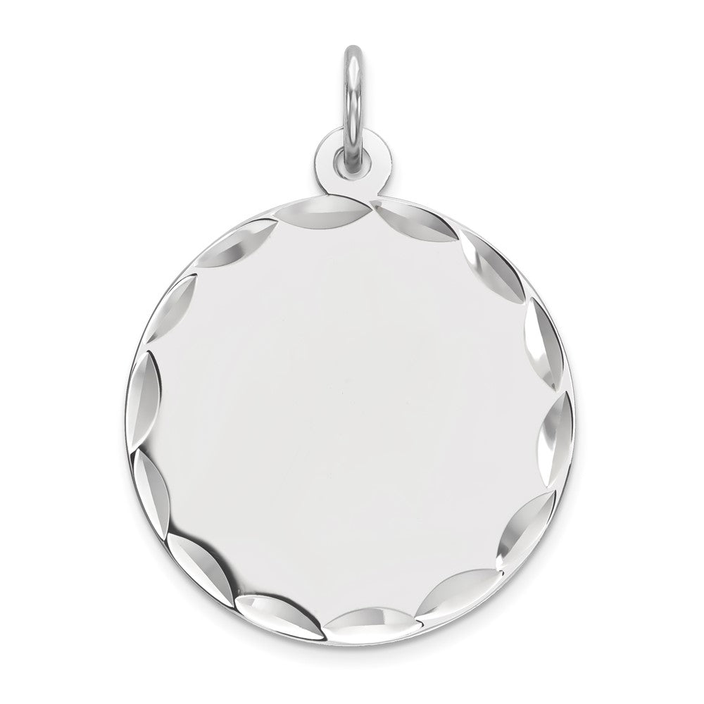 925 Sterling Silver Round Polish Front Back Disc Engravable Charm Pendant Jewelry Gifts (Length 1.01" Width 0.74")