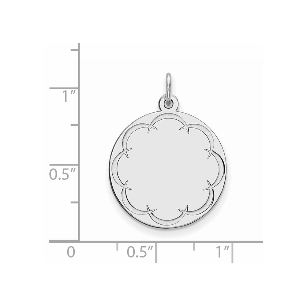 925 Sterling Silver Round Polish Front Back Disc Engravable Charm Pendant Jewelry Gifts (Length 0.98" Width 0.74")