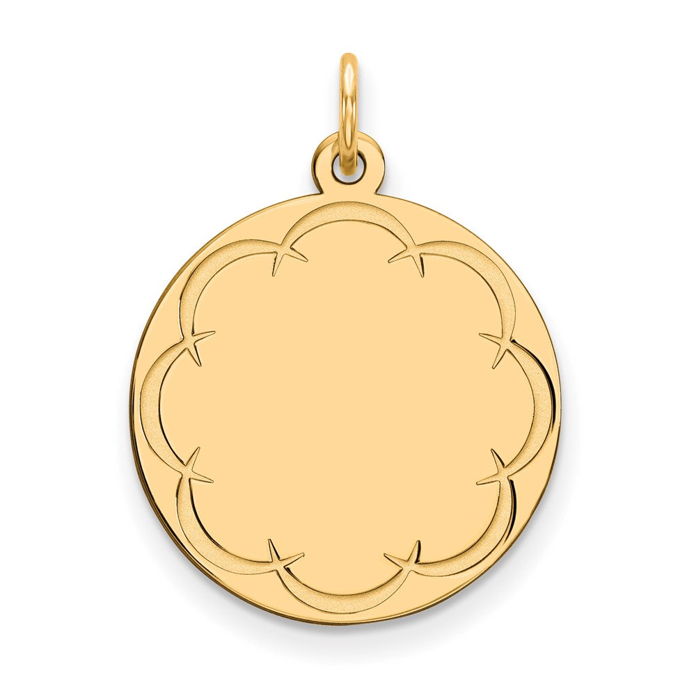 925 Sterling Silver Gold Plated Round Polished Disc Engravable Charm Pendant Jewelry Gifts (Length 1.01" Width 0.78")