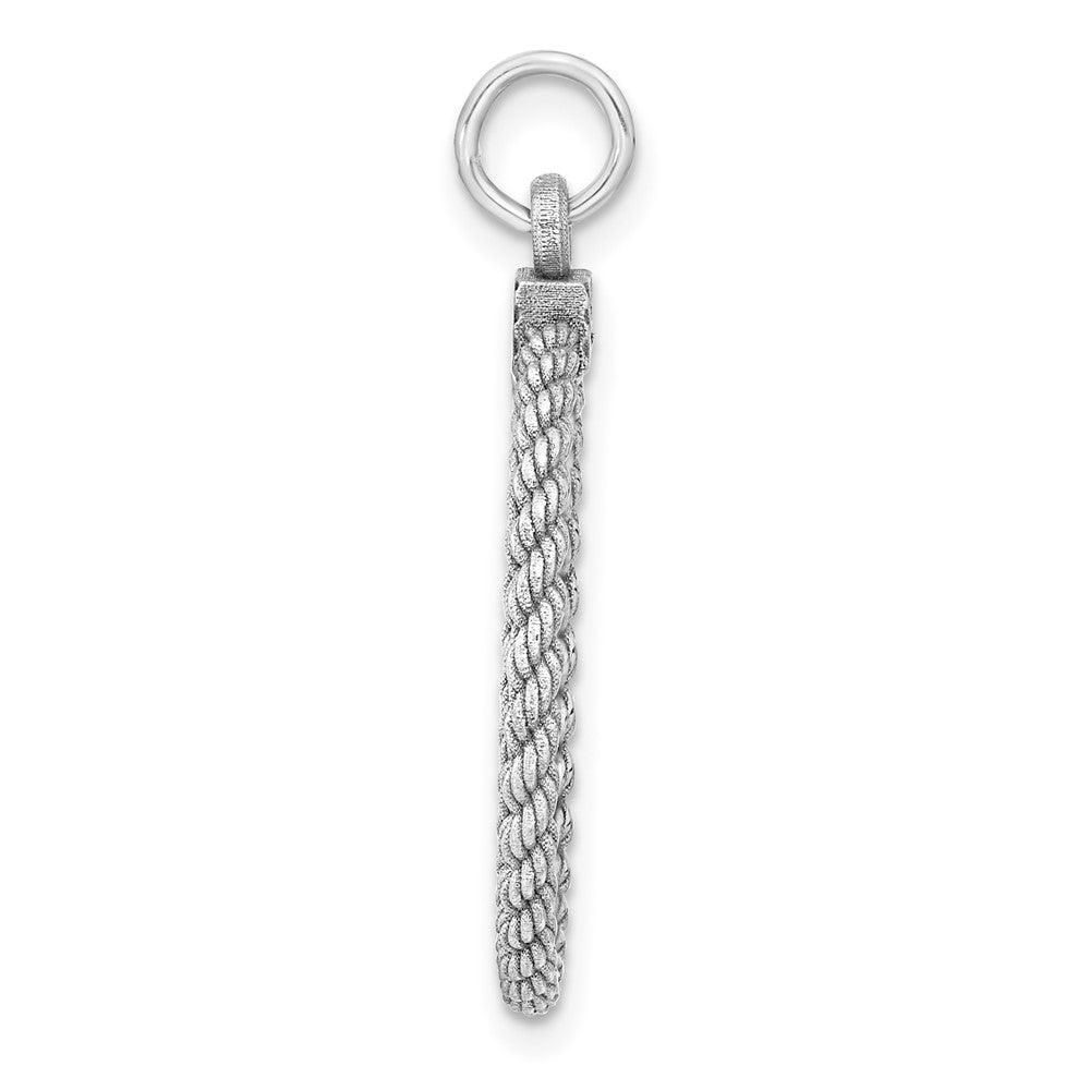 925 Sterling Silver Round with Rope Polished Front Back Disc Engravable Charm Pendant Jewelry Gifts (Length 1.13" Width 0.82")