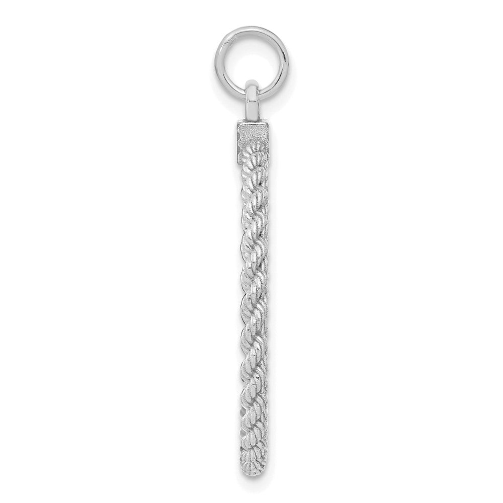 925 Sterling Silver Round with Rope Polished Front Satin Back Disc Engravable Charm Pendant Jewelry Gifts (Length 1.44" Width 1.01")