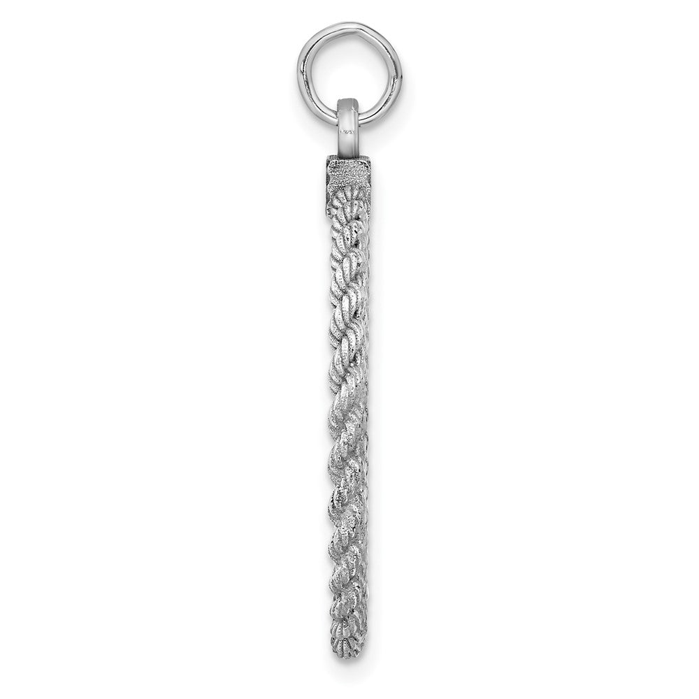 925 Sterling Silver Round with Rope Polished Front Back Disc Engravable Charm Pendant Jewelry Gifts (Length 1.44" Width 1.01")