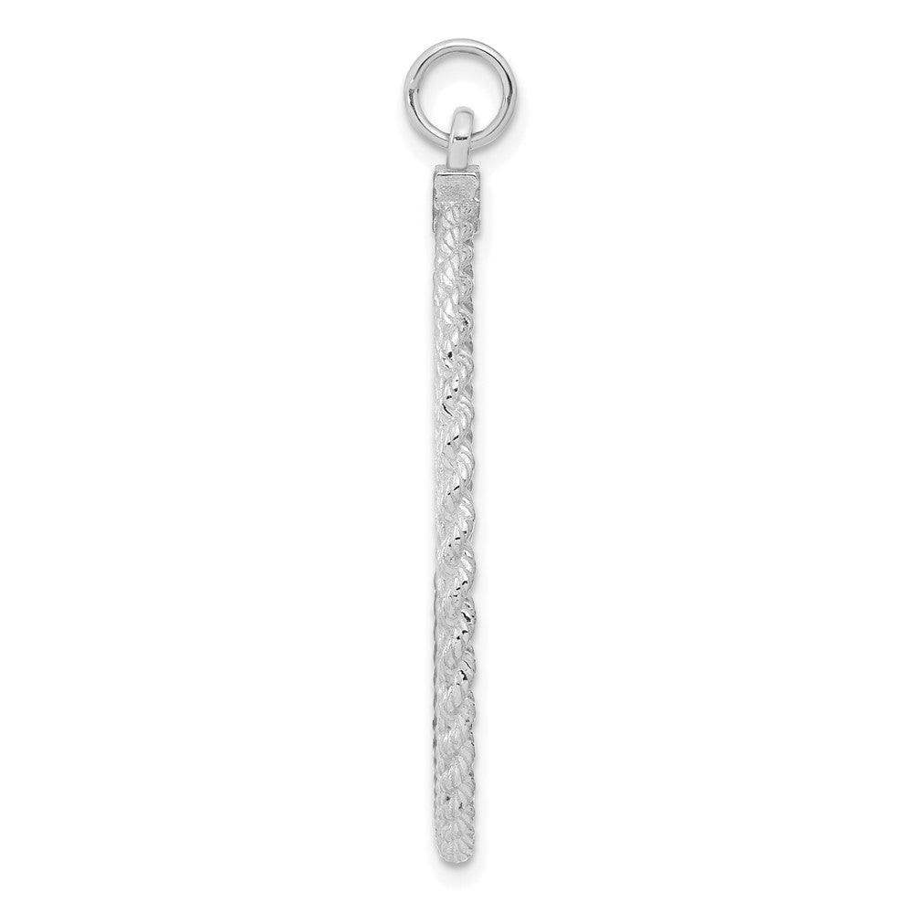925 Sterling Silver Round with Rope Polished Front Satin Back Disc Engravable Charm Pendant Jewelry Gifts (Length 1.76" Width 1.4")