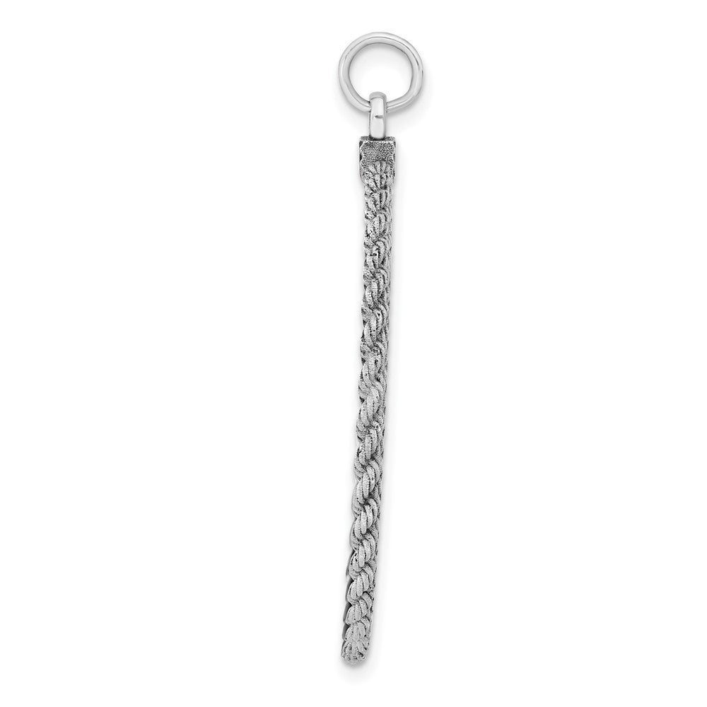 925 Sterling Silver Round with Rope Polished Front Back Disc Engravable Charm Pendant Jewelry Gifts (Length 1.76" Width 1.4")