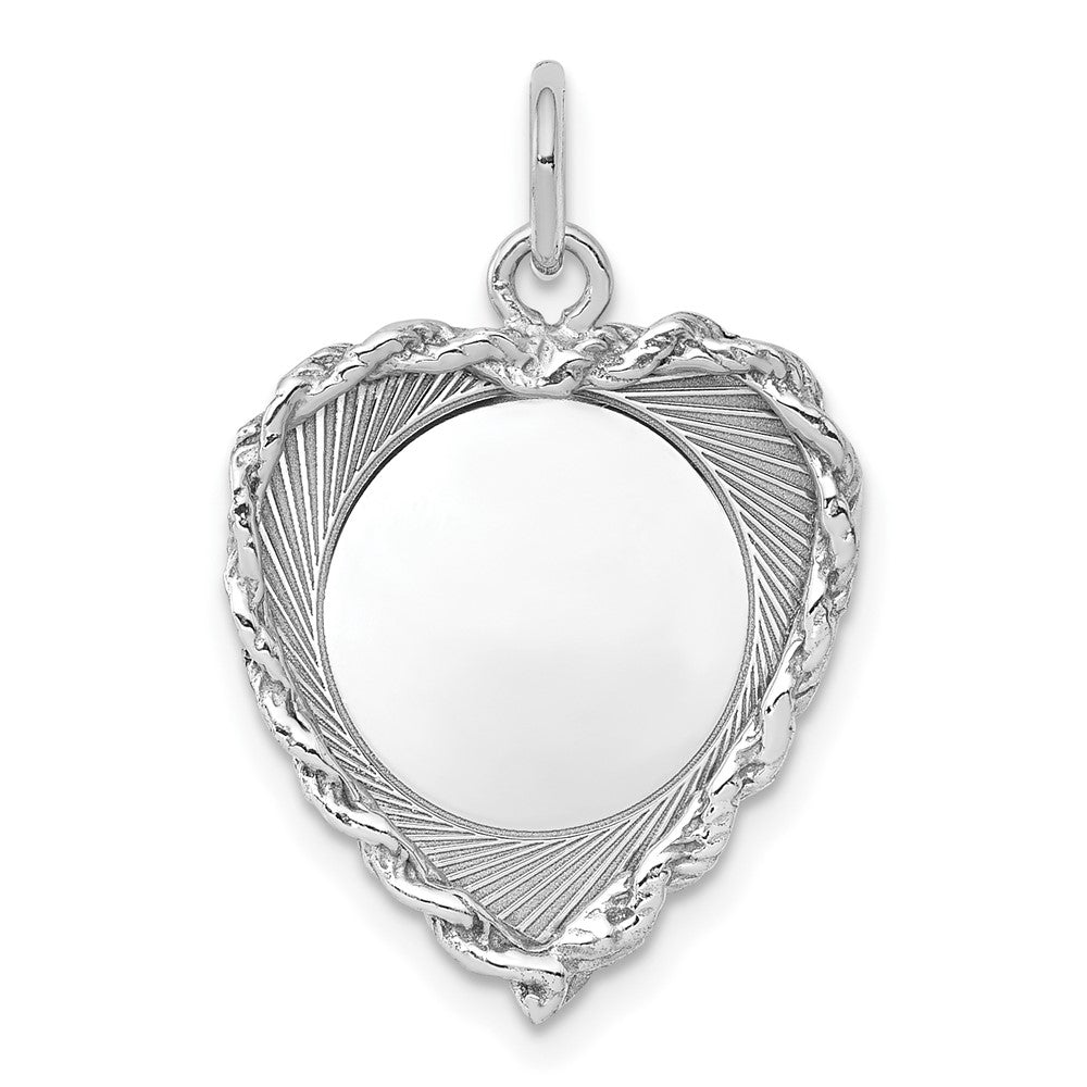 925 Sterling Silver Heart Polished Front Back Disc Engravable Charm Pendant Jewelry Gifts (Length 0.94" Width 0.66")