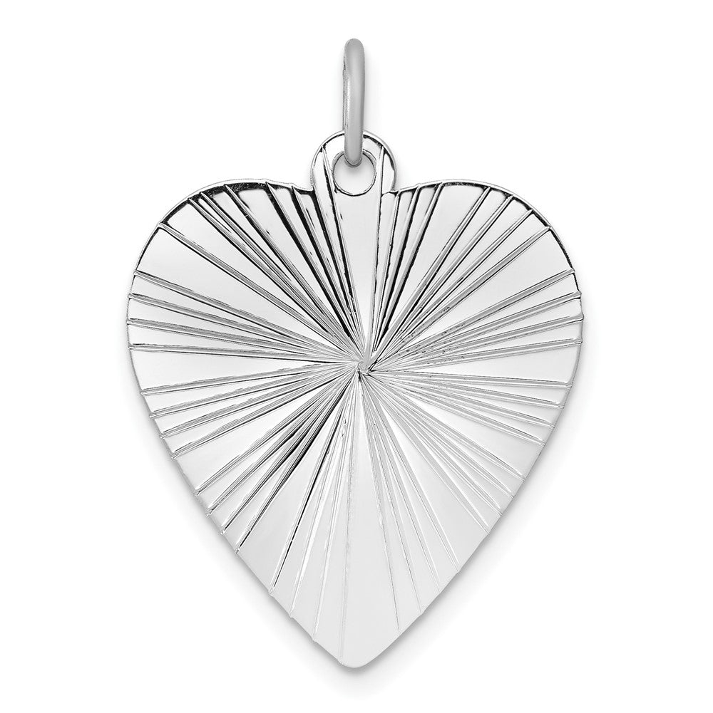 925 Sterling Silver Heart Polished Front Satin Back Disc Engravable Charm Pendant Jewelry Gifts (Length 1.05" Width 0.74")