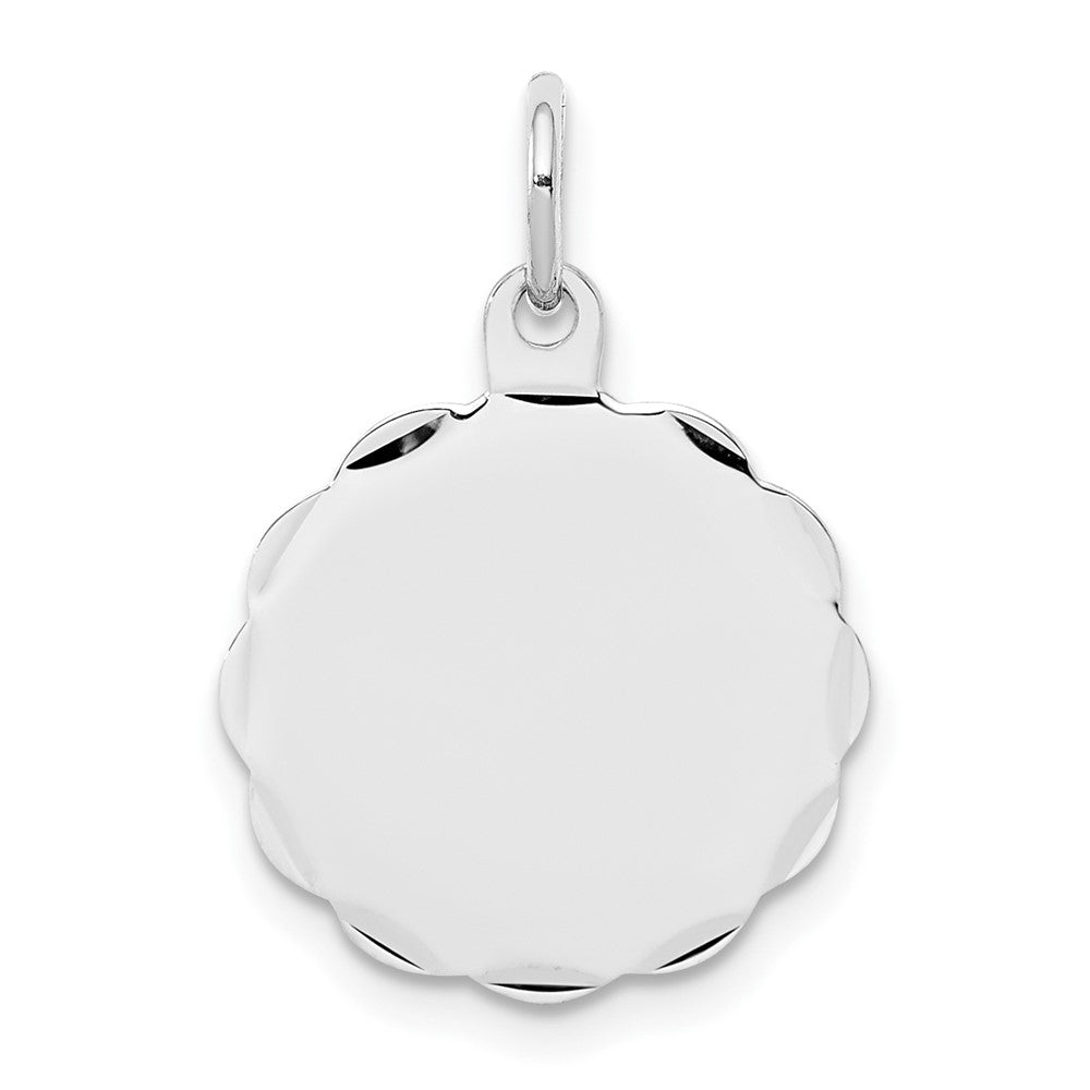 925 Sterling Silver Polished Front Satin Back Disc Engravable Charm Pendant Jewelry Gifts (Length 0.86" Width 0.59")