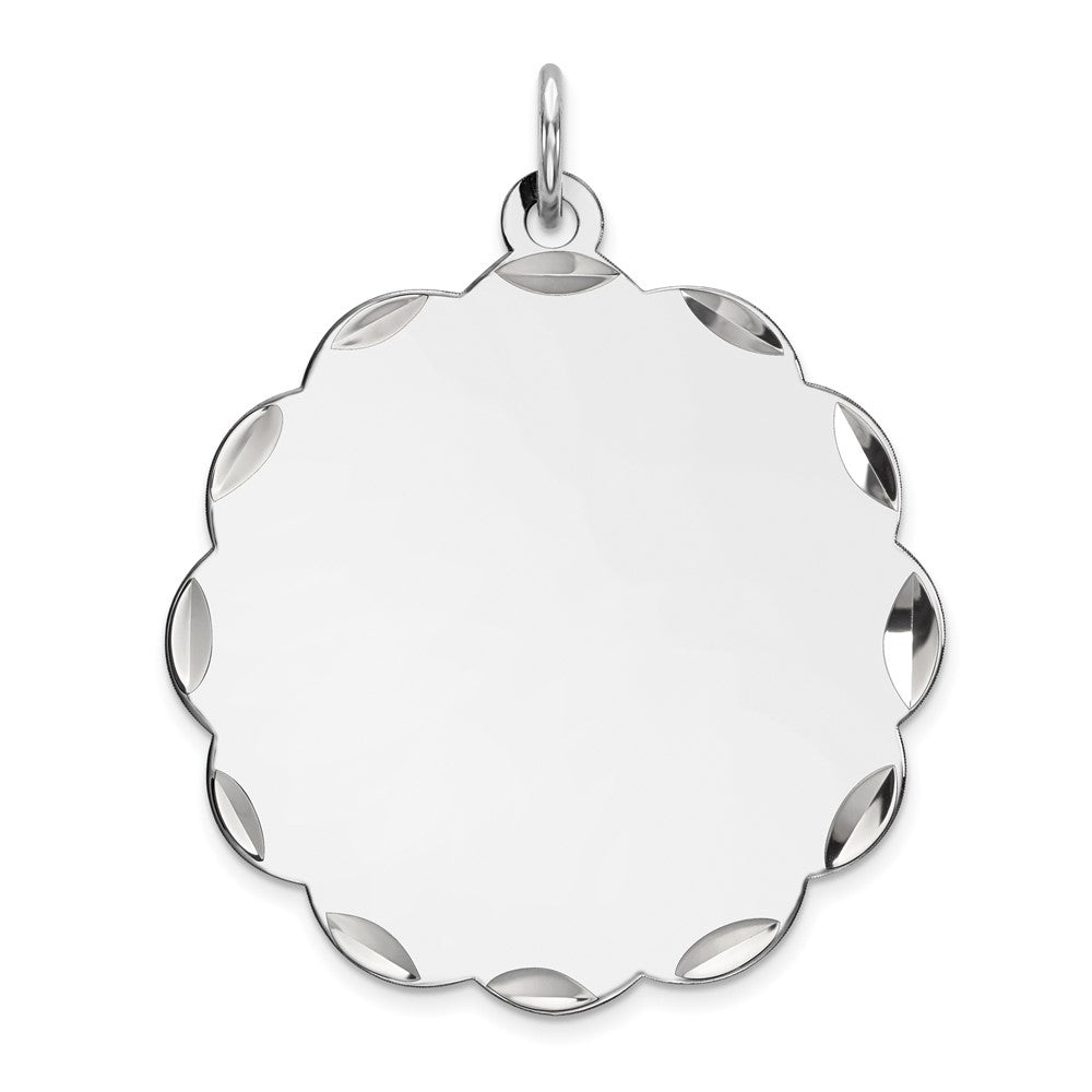 925 Sterling Silver Polished Front Satin Back Disc Engravable Charm Pendant Jewelry Gifts (Length 1.21" Width 1.01")
