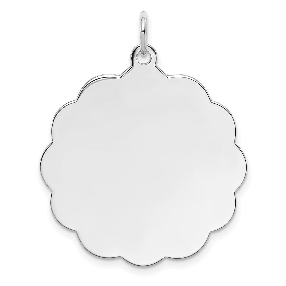 925 Sterling Silver Polished Front Satin Back Disc Engravable Charm Pendant Jewelry Gifts (Length 1.25" Width 1.01")
