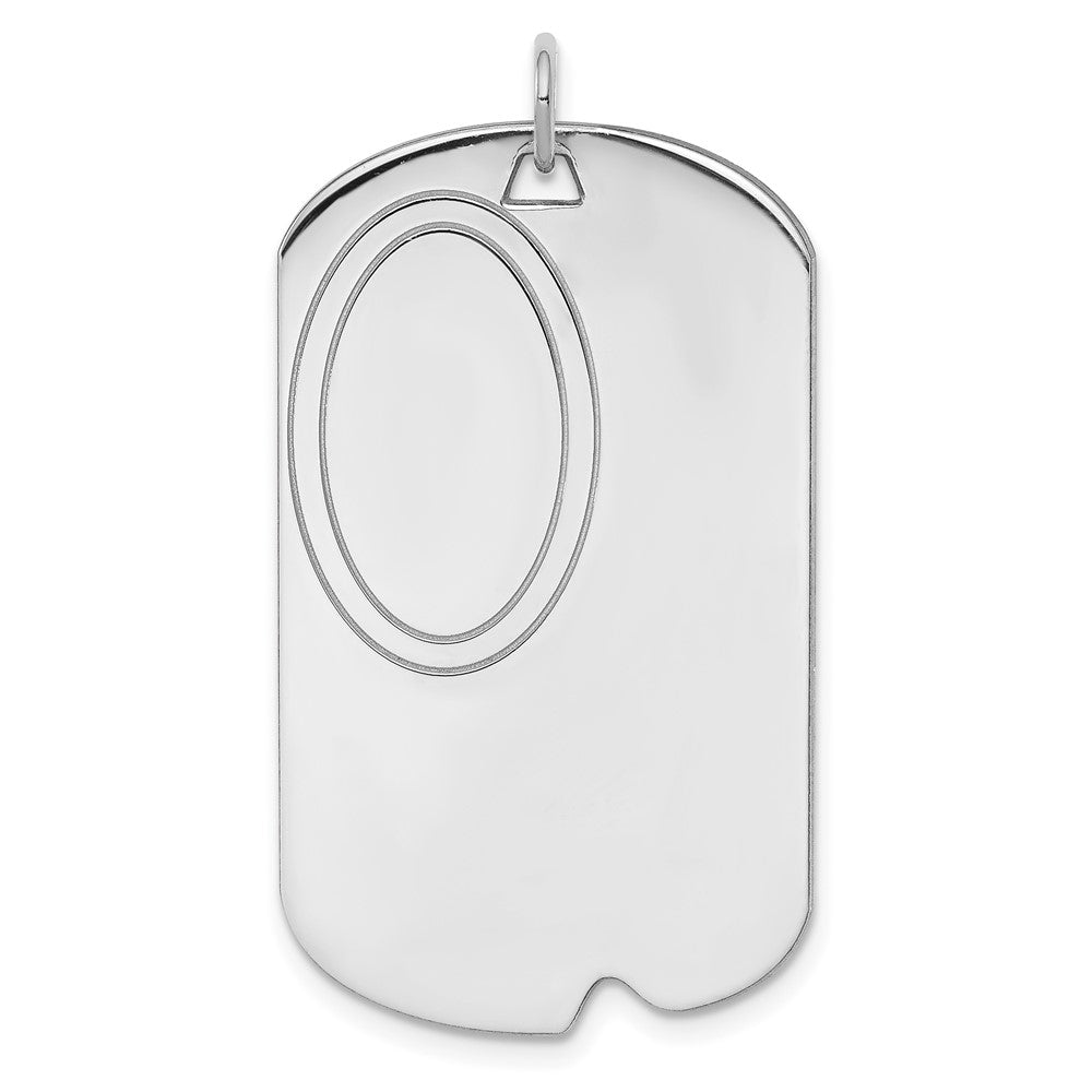 925 Sterling Silver Dog Tag Polished Front Satin Back Disc Engravable Charm Pendant Jewelry Gifts (Length 1.6" Width 0.82")