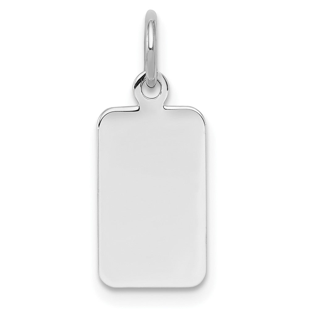 925 Sterling Silver Rectangle Polished Front Back Disc Engravable Charm Pendant Jewelry Gifts (Length 0.74" Width 0.31")