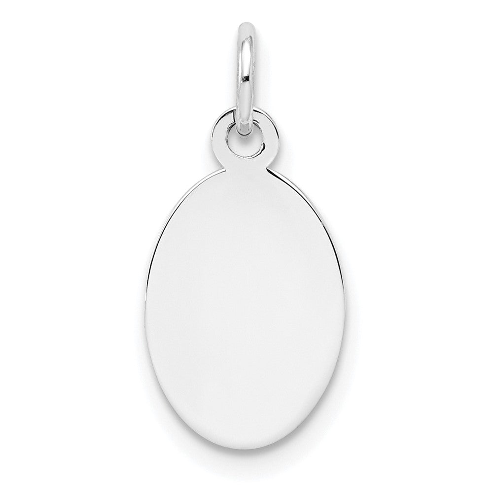 925 Sterling Silver Oval Polished Front Satin Back Disc Engravable Charm Pendant Jewelry Gifts (Length 0.74" Width 0.39")