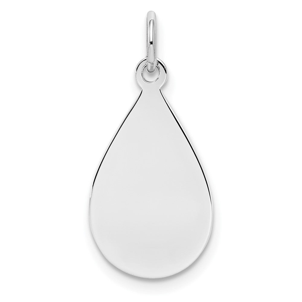 925 Sterling Silver Teardrop Polished Front Satin Back Disc Engravable Charm Pendant Jewelry Gifts (Length 0.98" Width 0.47")