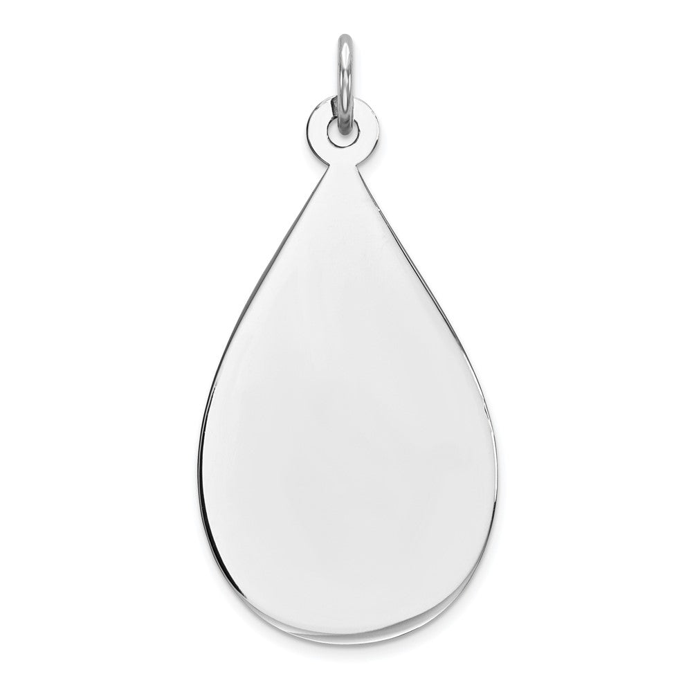 925 Sterling Silver Teardrop Polished Front Satin Back Disc Engravable Charm Pendant Jewelry Gifts (Length 1.25" Width 0.66")