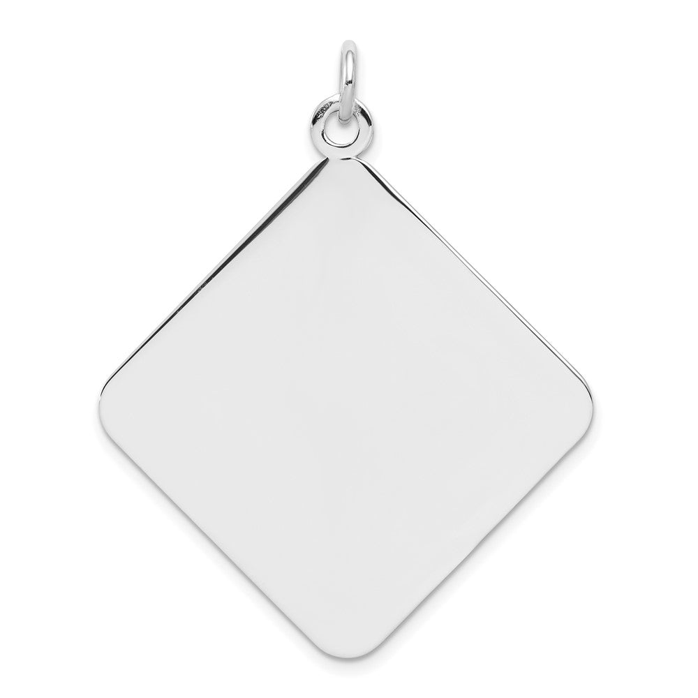 925 Sterling Silver Polished Front Satin Back Disc Engravable Charm Pendant Jewelry Gifts (Length 1.72" Width 1.4")