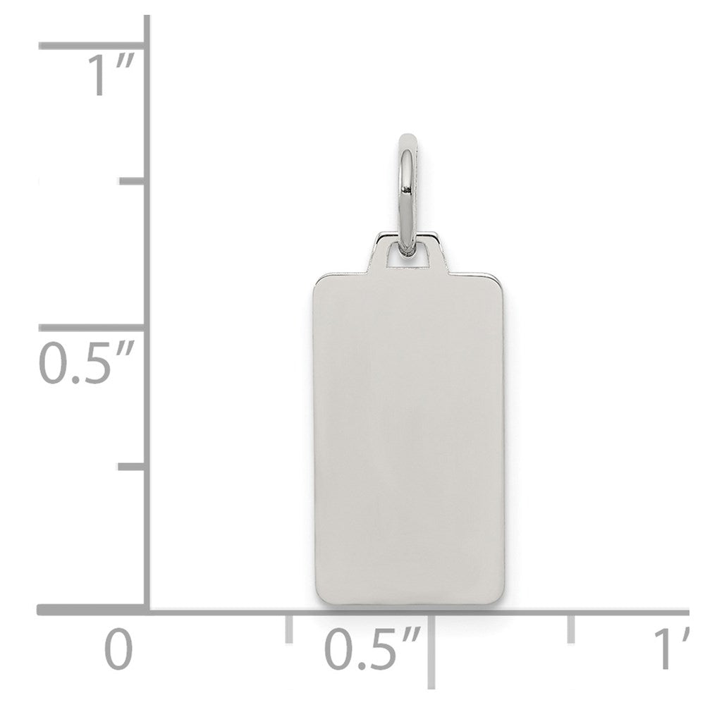 925 Sterling Silver Rectangle Polish Front Satin Back Disc Engravable Charm Pendant Jewelry Gifts (Length 0.9" Width 0.31")