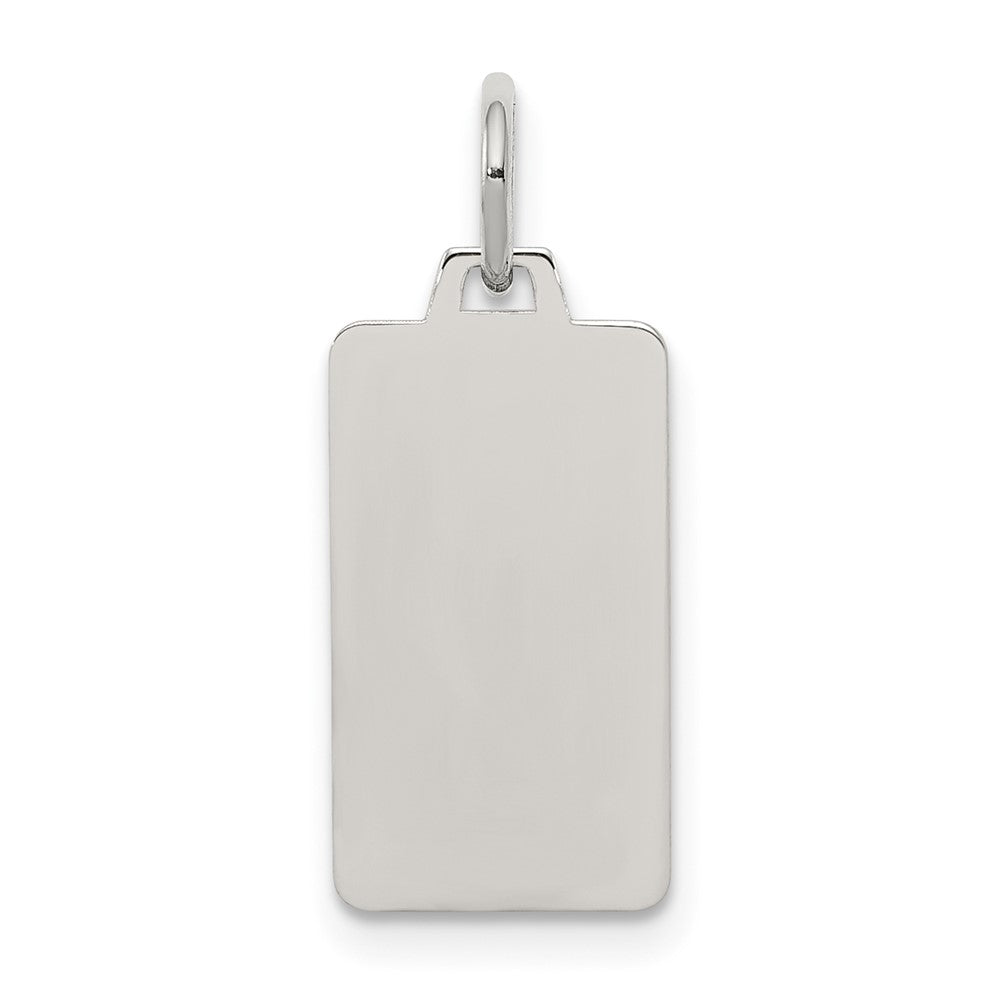 925 Sterling Silver Rectangle Polish Front Satin Back Disc Engravable Charm Pendant Jewelry Gifts (Length 0.9" Width 0.31")