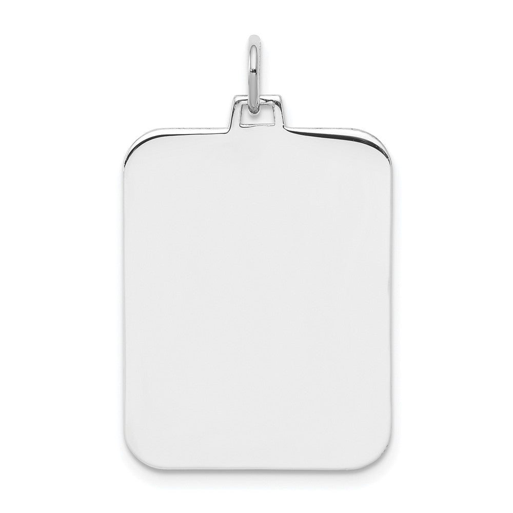 925 Sterling Silver Rectangle Polish Front Satin Back Disc Engravable Charm Pendant Jewelry Gifts (Length 1.25" Width 0.7")
