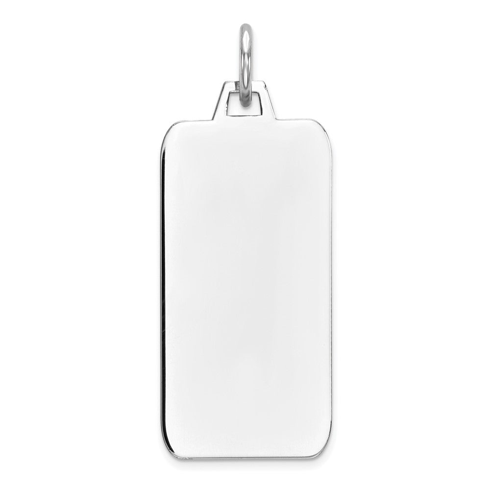 925 Sterling Silver Rectangle Polish Front Satin Back Disc Engravable Charm Pendant Jewelry Gifts (Length 1.17" Width 0.43")