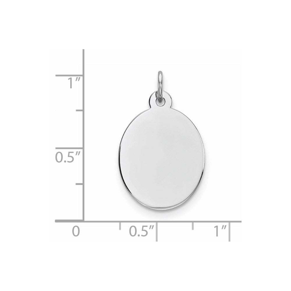 925 Sterling Silver Oval Polish Front Satin Back Disc Engravable Charm Pendant Jewelry Gifts (Length 1.01" Width 0.59")