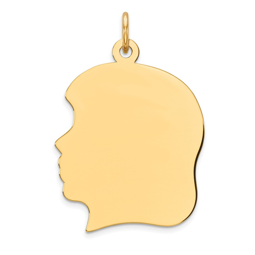 925 Sterling Silver Gold Plated Girl Polished Disc Engravable Charm Pendant Jewelry Gifts (Length 1.21" Width 0.78")