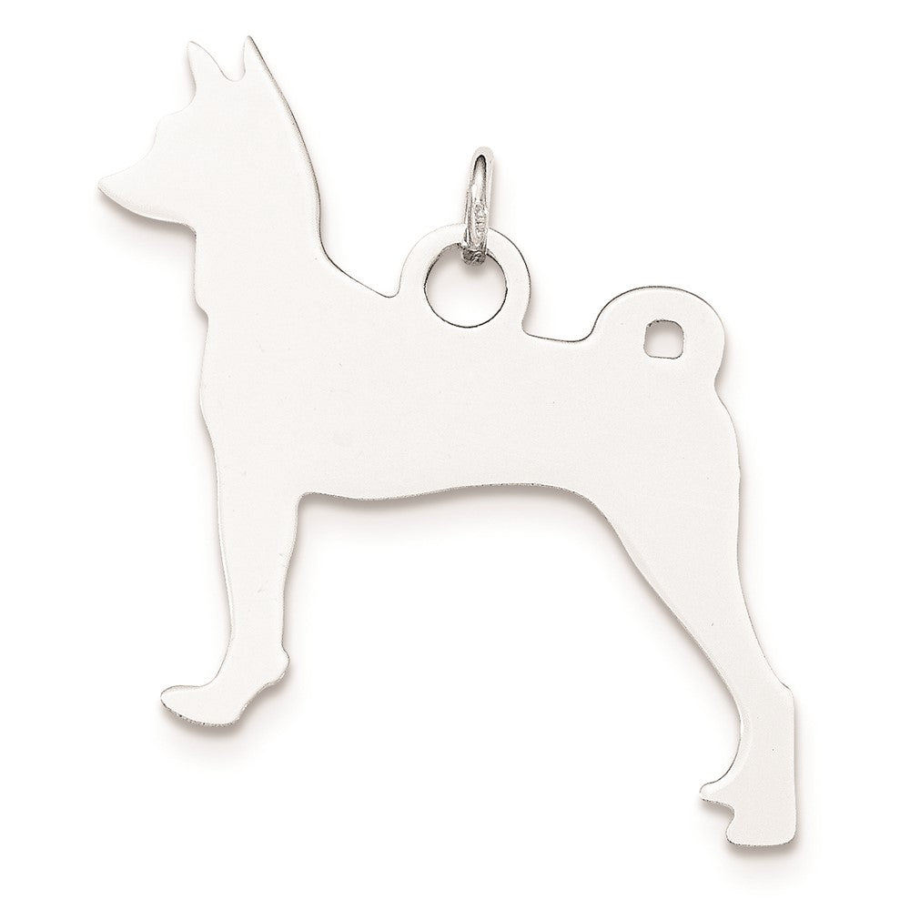 925 Sterling Silver Toni Tails Medium Basenji Disc Engravable Charm Pendant Jewelry Gifts