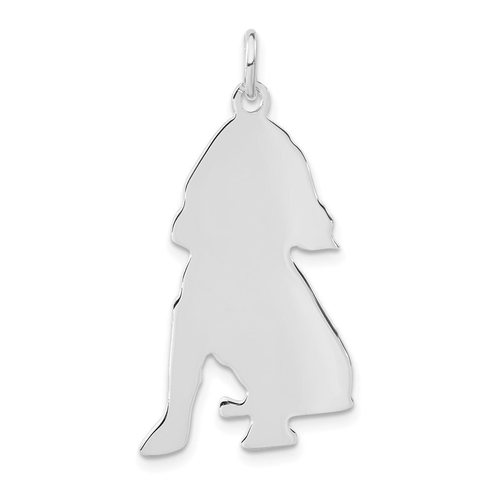 925 Sterling Silver Polished Small Cocker Spaniel Disc Engravable Charm Pendant Jewelry Gifts (Length 1.42" Width 0.79")