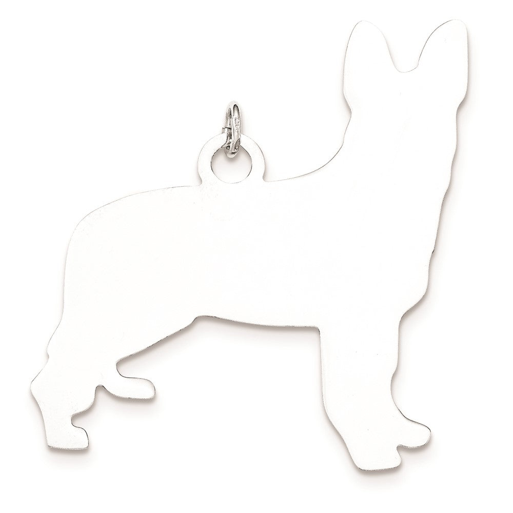925 Sterling Silver Toni Tails Large German Shepherd Disc Engravable Charm Pendant Jewelry Gifts