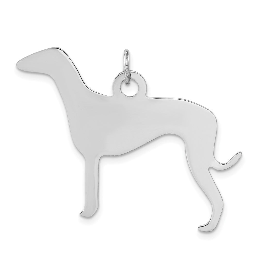 925 Sterling Silver Polished Small Grey Hound Disc Engravable Charm Pendant Jewelry Gifts (Length 1.17" Width 1.56")