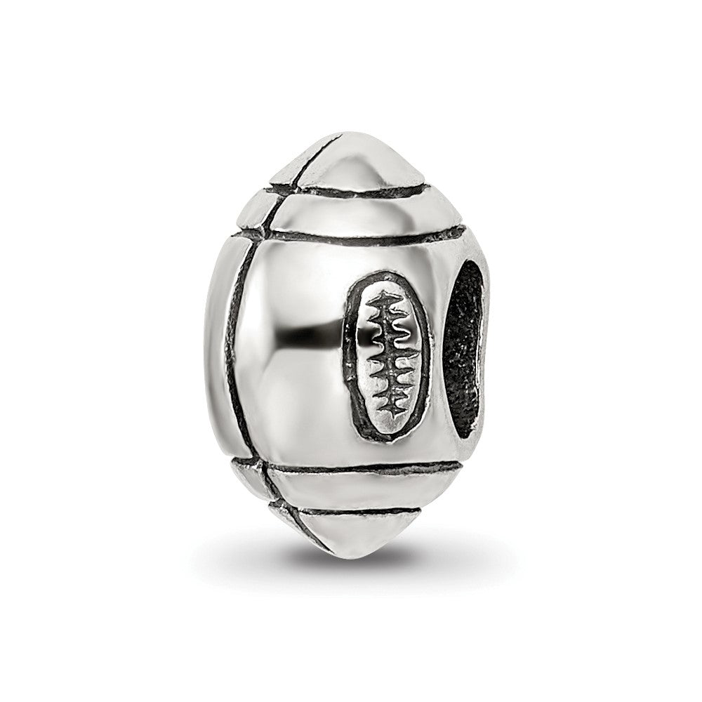 925 Sterling Silver Reflections Football BeadEngravable Charm Pendant Jewelry Gifts (Length 0.46" Width 0.25")