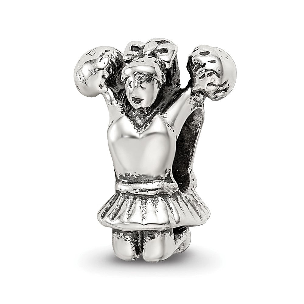 925 Sterling Silver Reflections Cheerleader BeadEngravable Charm Pendant Jewelry Gifts (Length 0.5" Width 0.35")