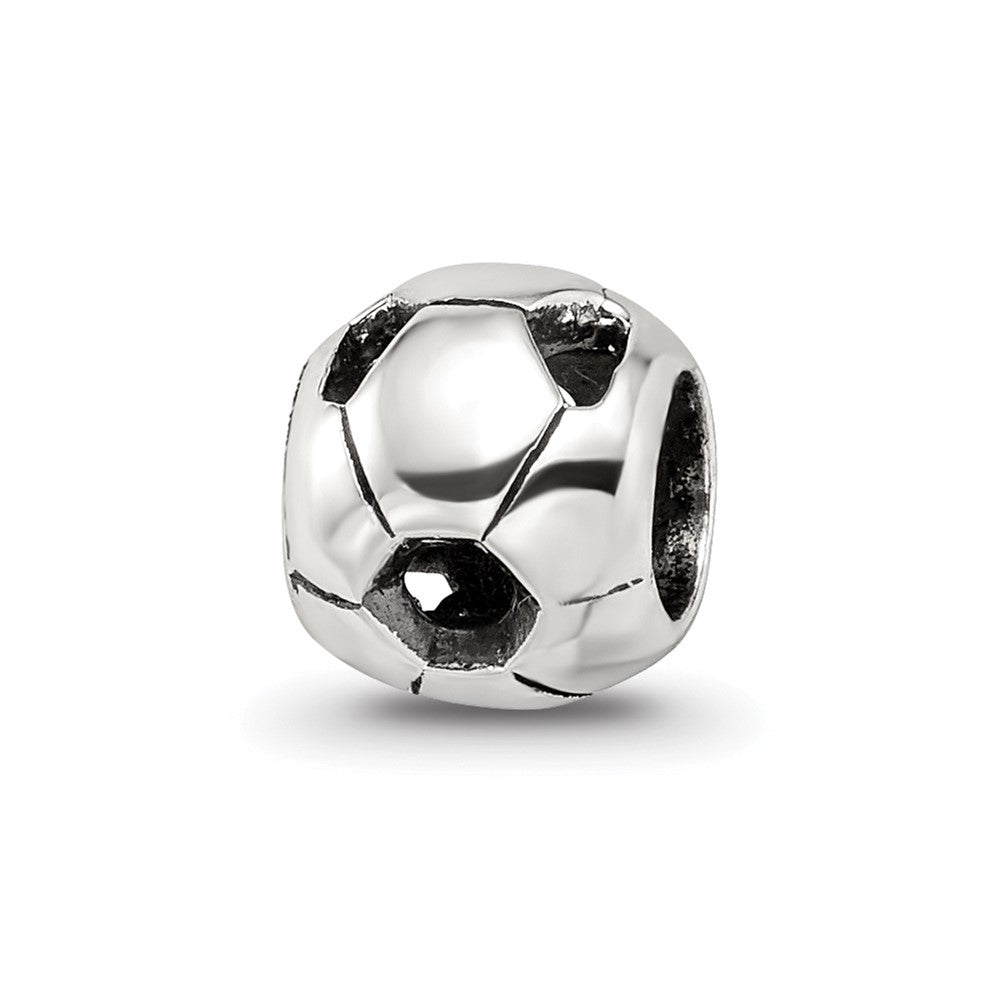 925 Sterling Silver Reflections Soccer Ball BeadEngravable Charm Pendant Jewelry Gifts (Length 0.25" Width 0.25")