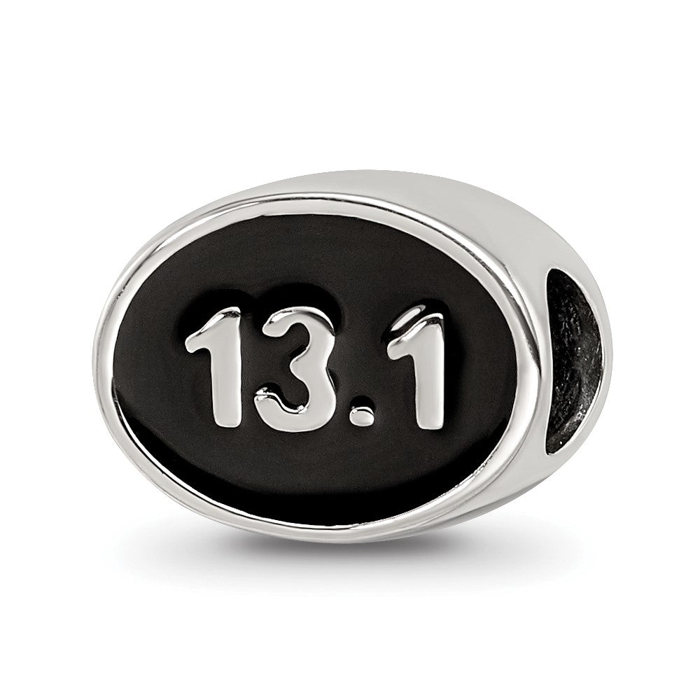 925 Sterling Silver Reflections Black Enameled Half Marathon BeadEngravable Charm Pendant Jewelry Gifts
