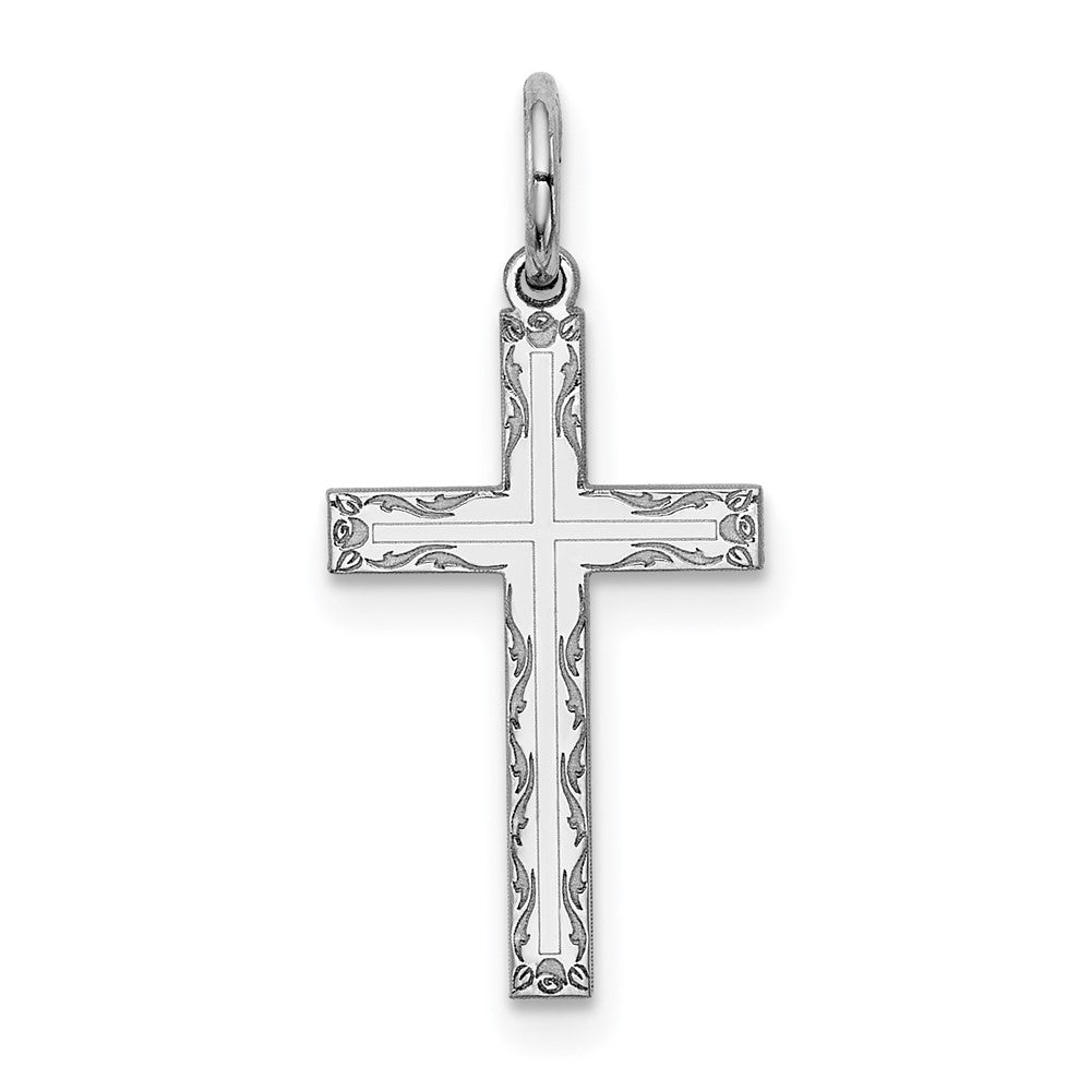 925 Sterling Silver Laser Designed Crucifix CrossEngravable Charm Pendant Jewelry Gifts (Length 0.86" Width 0.43")