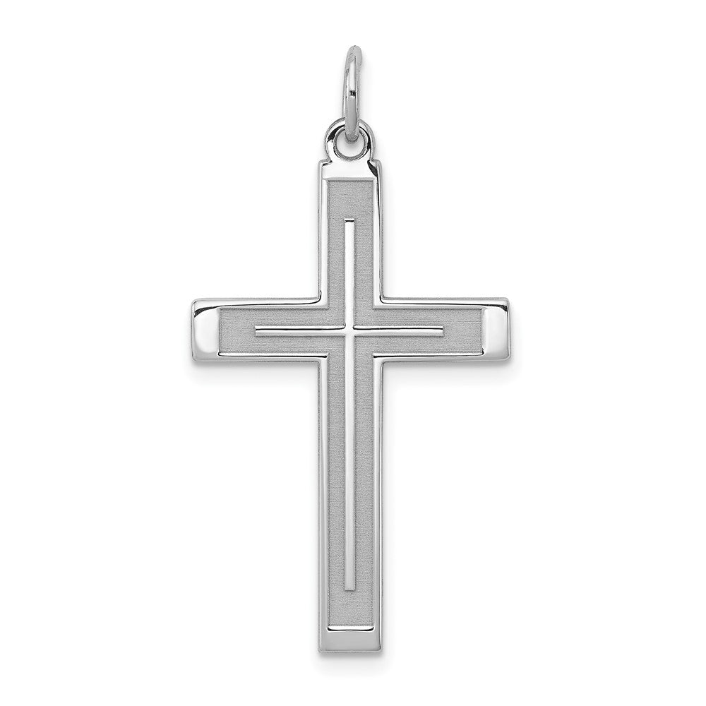 925 Sterling Silver Laser Designed Crucifix CrossEngravable Charm Pendant Jewelry Gifts (Length 1.29" Width 0.31")