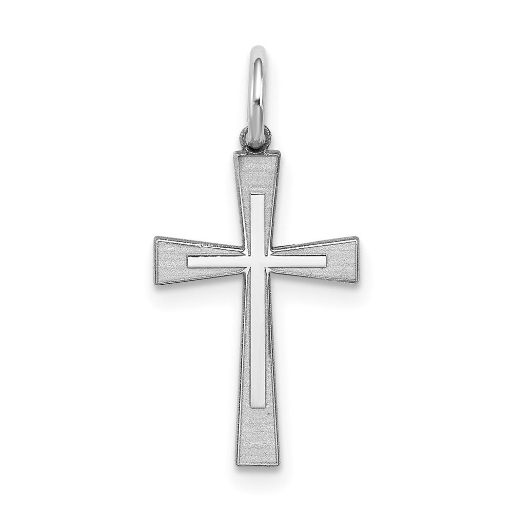 925 Sterling Silver Laser Designed Crucifix CrossEngravable Charm Pendant Jewelry Gifts (Length 0.86" Width 0.39")