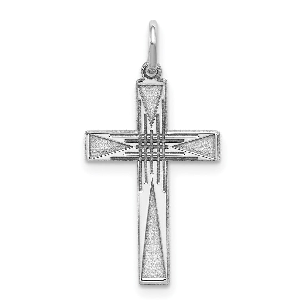 925 Sterling Silver Laser Designed Crucifix CrossEngravable Charm Pendant Jewelry Gifts (Length 0.98" Width 0.47")