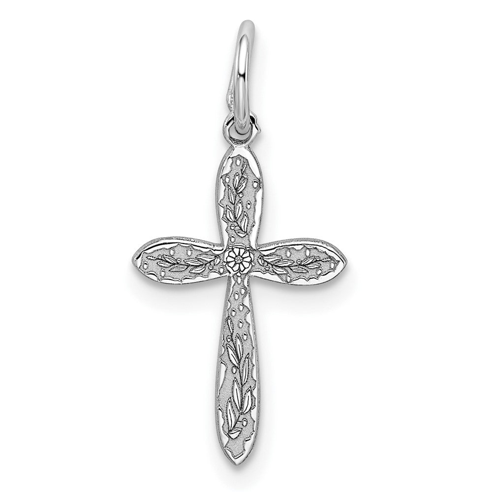 925 Sterling Silver Laser Designed Crucifix CrossEngravable Charm Pendant Jewelry Gifts (Length 0.86" Width 0.39")