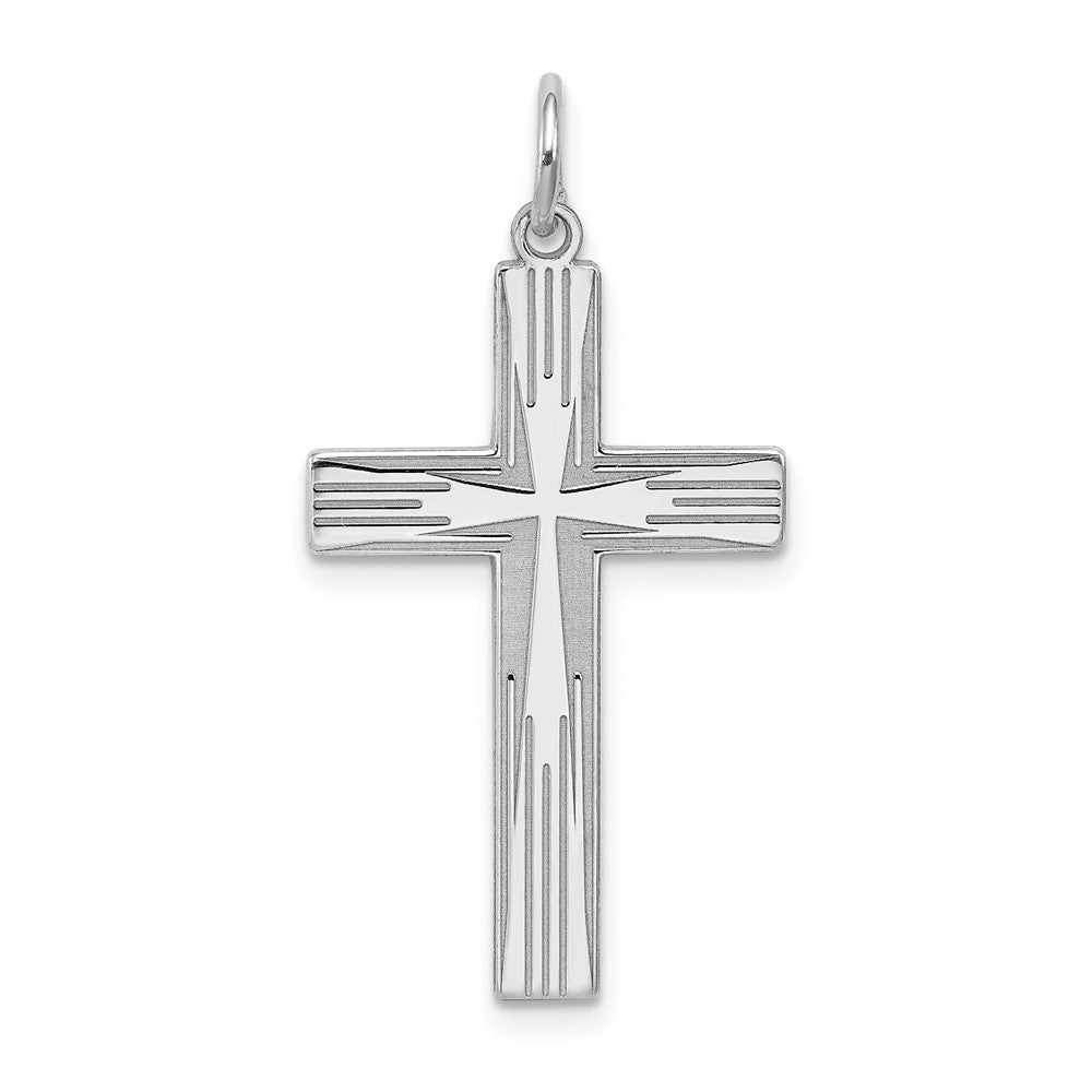 925 Sterling Silver Laser Designed Crucifix CrossEngravable Charm Pendant Jewelry Gifts (Length 1.17" Width 0.59")